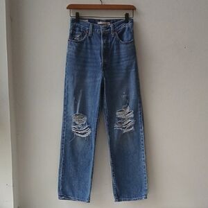 Levi's Ribcage Ankle Straight Distressed Jeans Women's 24